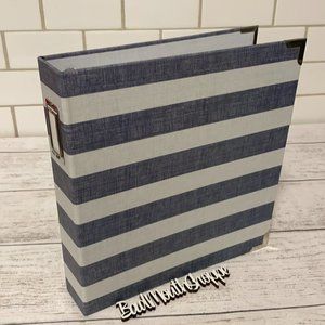 The Paper Studio Blue White Nautical Stripe Scrapbook Notebook Binder